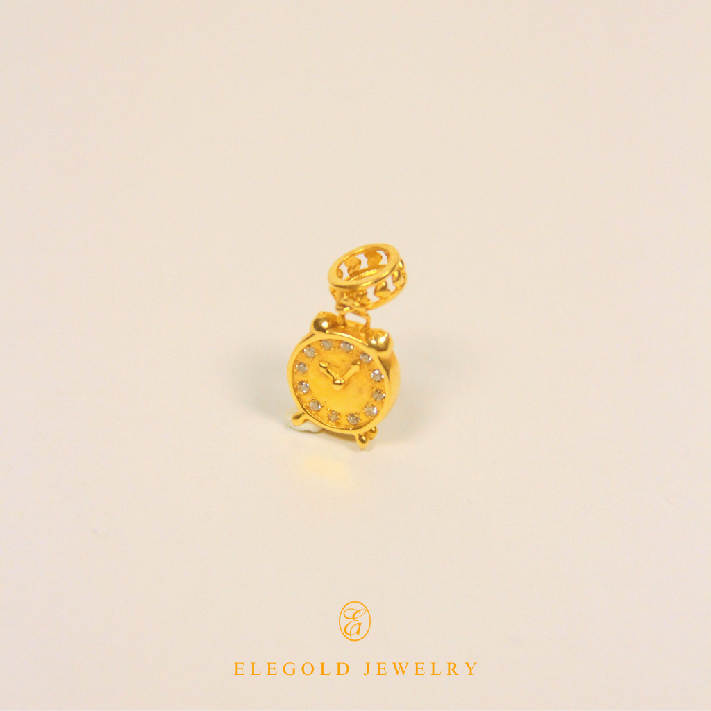 Elegold 916 Gold CZ Stone Clock Charms - 20KHR