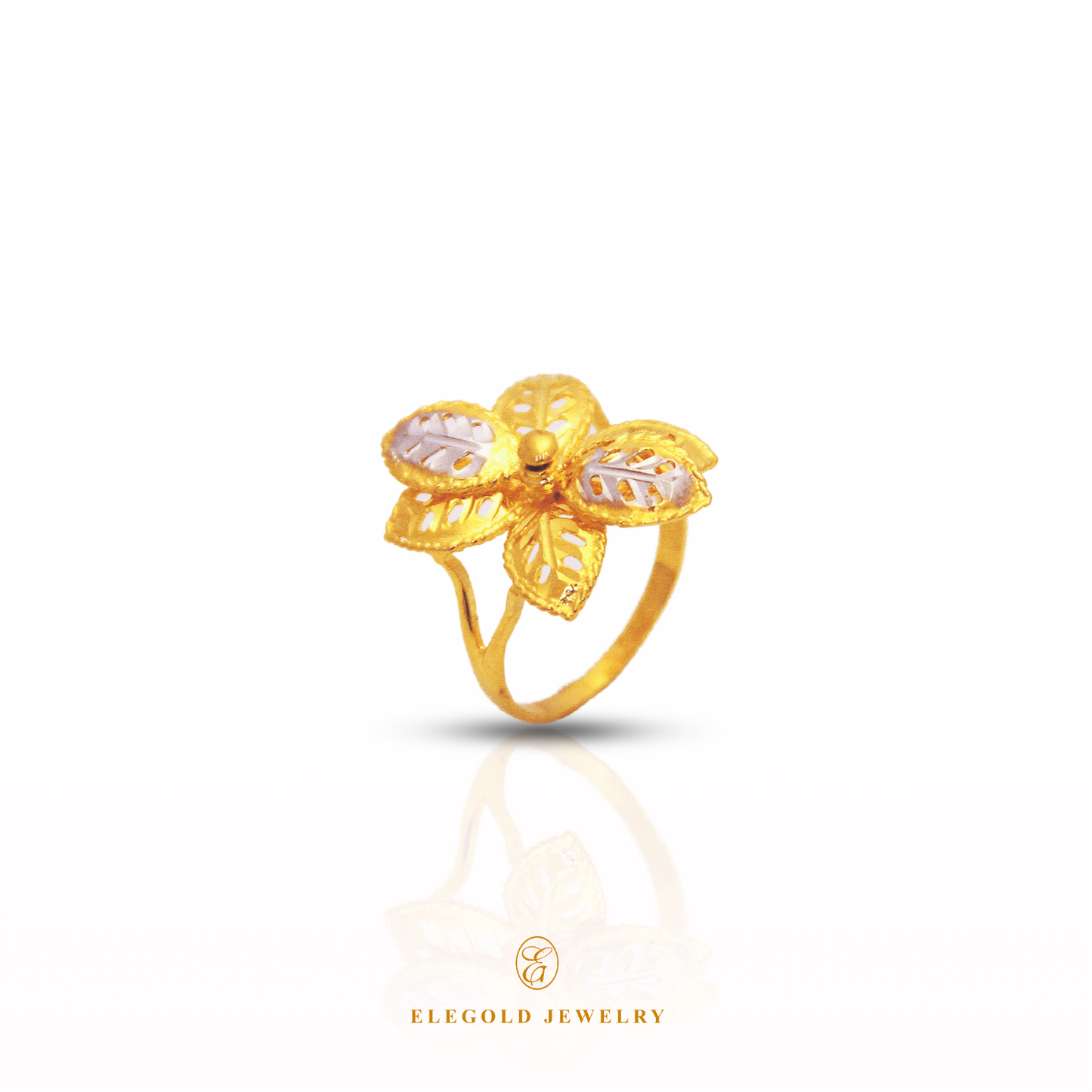 Elegold Jewelry · Flower Gold Rings · Solid Gold Ring · 916 Gold RIngs · 22K Gold Ring · 22K Gold Jewellery · 22K Solid Gold · 916 Gold · 916 Gold RIng · 22K Solid Gold Jewellery · Gold Jewellery · Flower Gold Jewellery · Leaf Gold Jewellery