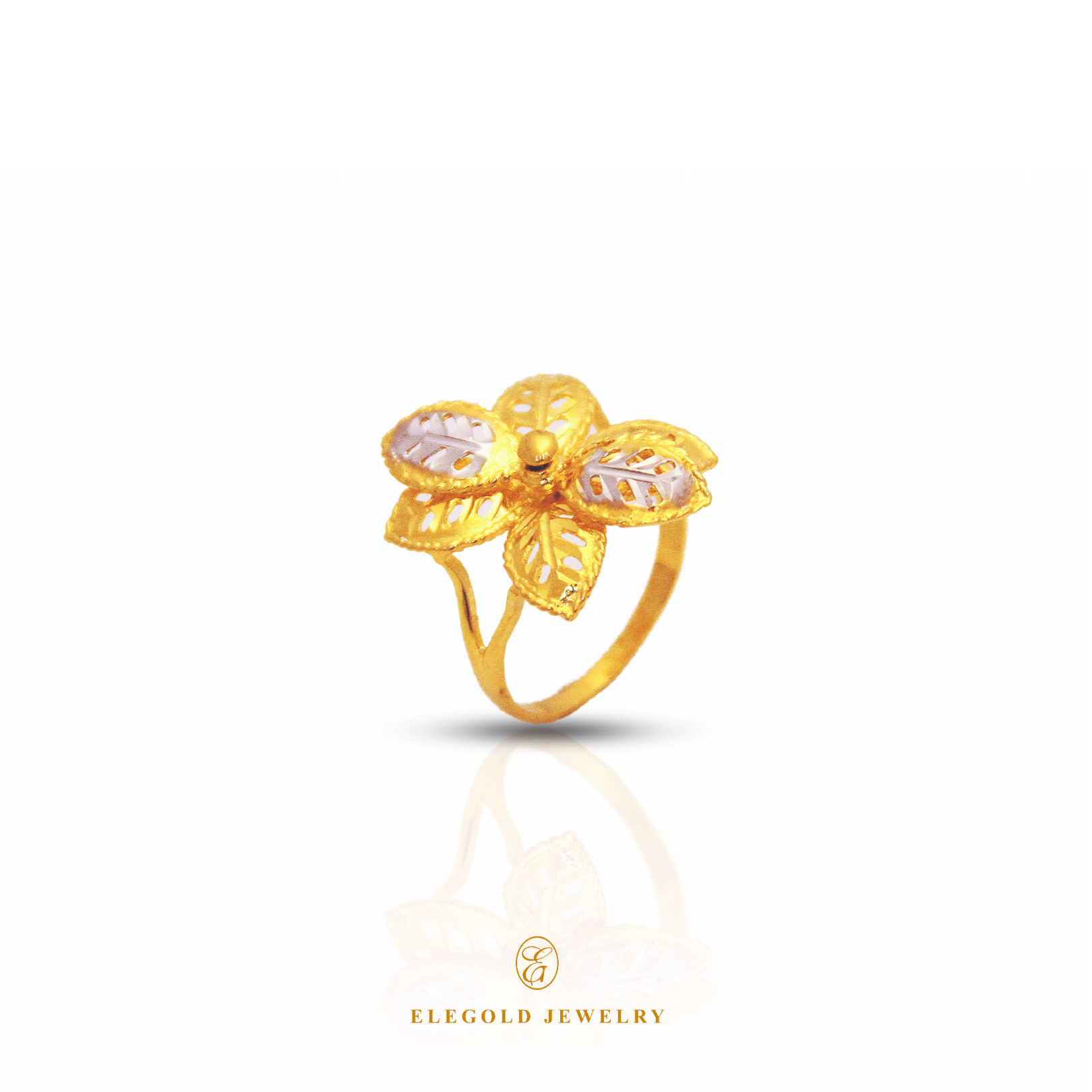 Elegold Jewelry · Flower Gold Rings · Solid Gold Ring · 916 Gold RIngs · 22K Gold Ring · 22K Gold Jewellery · 22K Solid Gold · 916 Gold · 916 Gold RIng · 22K Solid Gold Jewellery · Gold Jewellery · Flower Gold Jewellery · Leaf Gold Jewellery