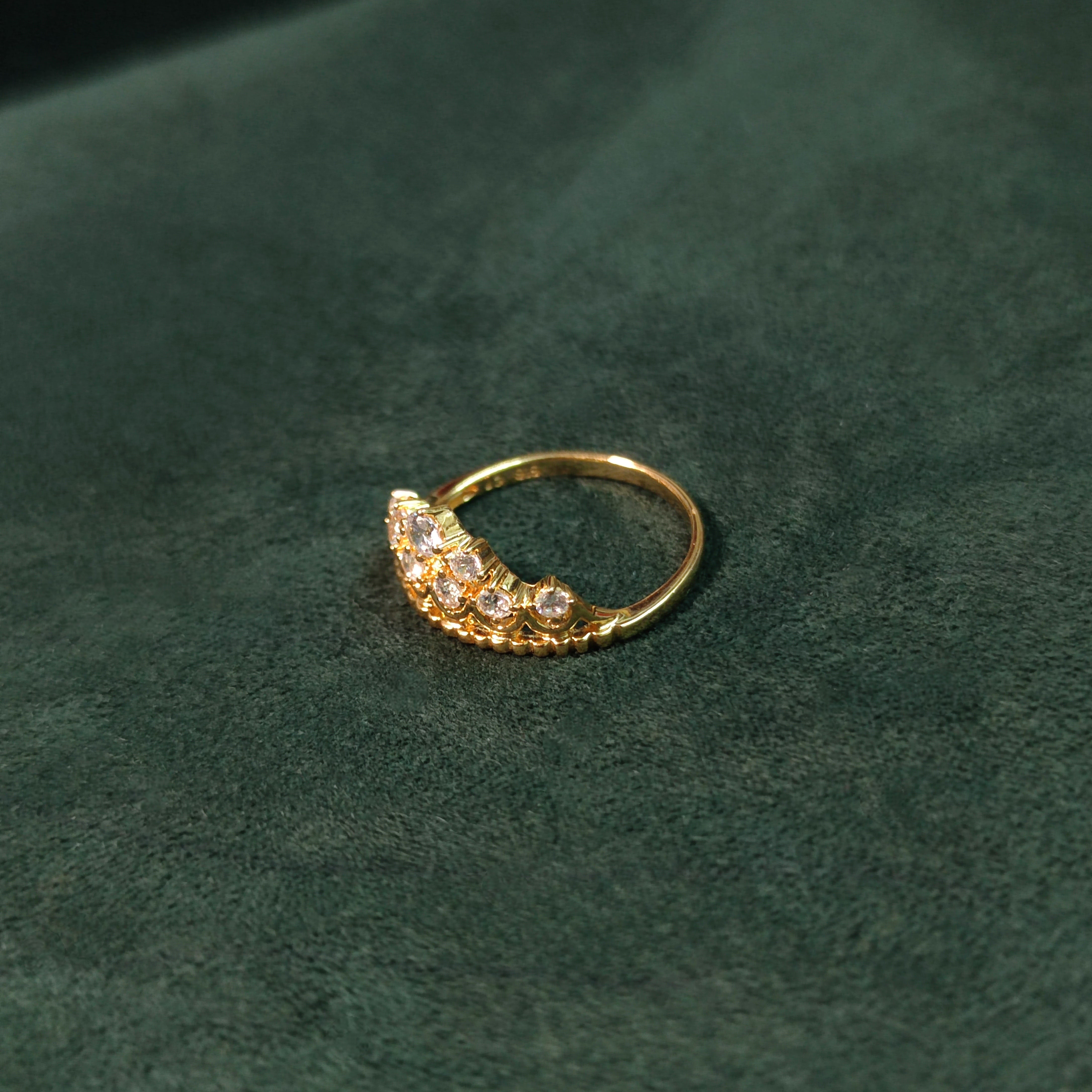 Elegold Crown CZ Stone Gold Ring