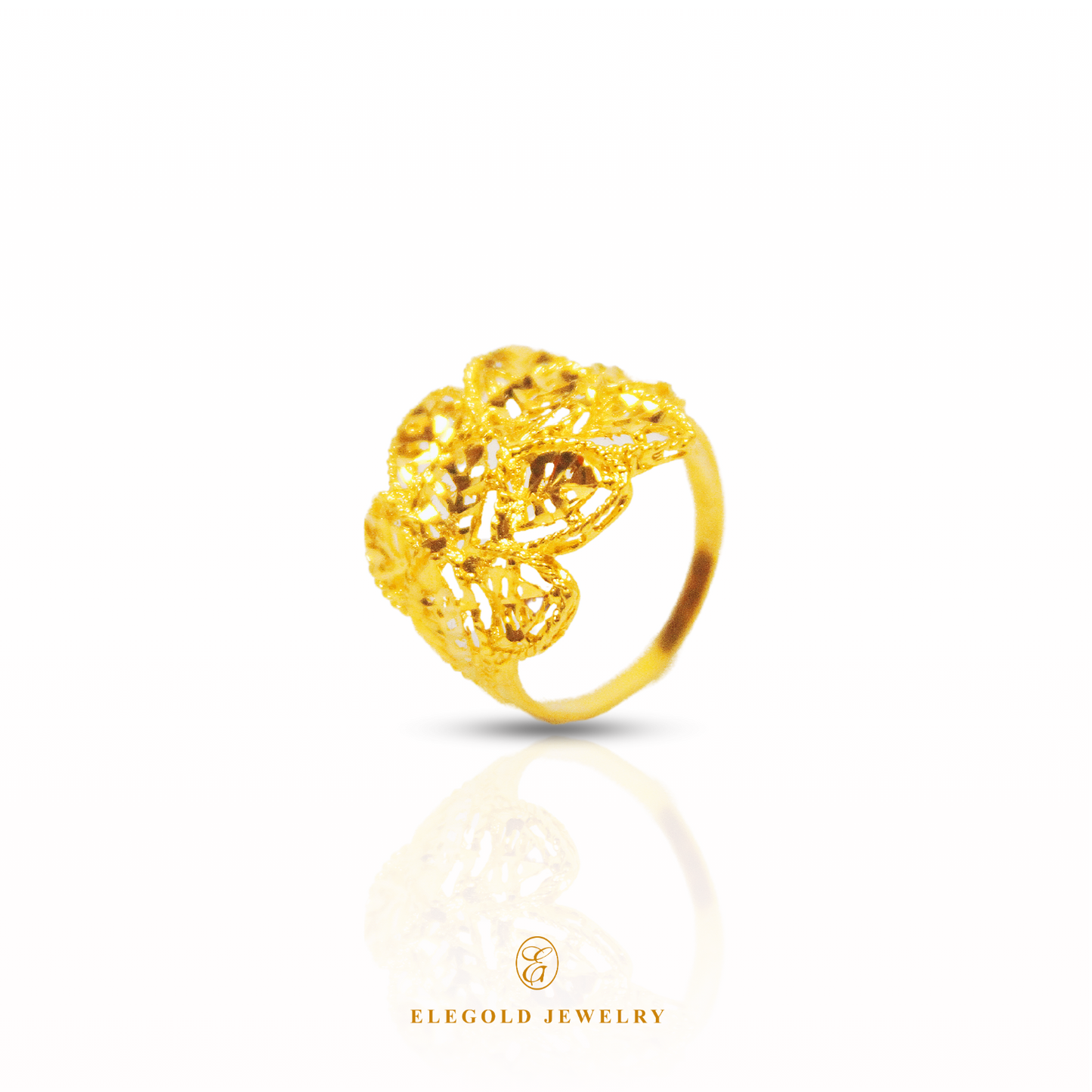 Elegold Jewelry · Flower Gold Rings · Solid Gold Ring · 916 Gold RIngs · 22K Gold Ring · 22K Gold Jewellery · 22K Solid Gold · 916 Gold · 916 Gold RIng · 22K Solid Gold Jewellery · Gold Jewellery · Flower Gold Jewellery · Leaf Gold Jewellery