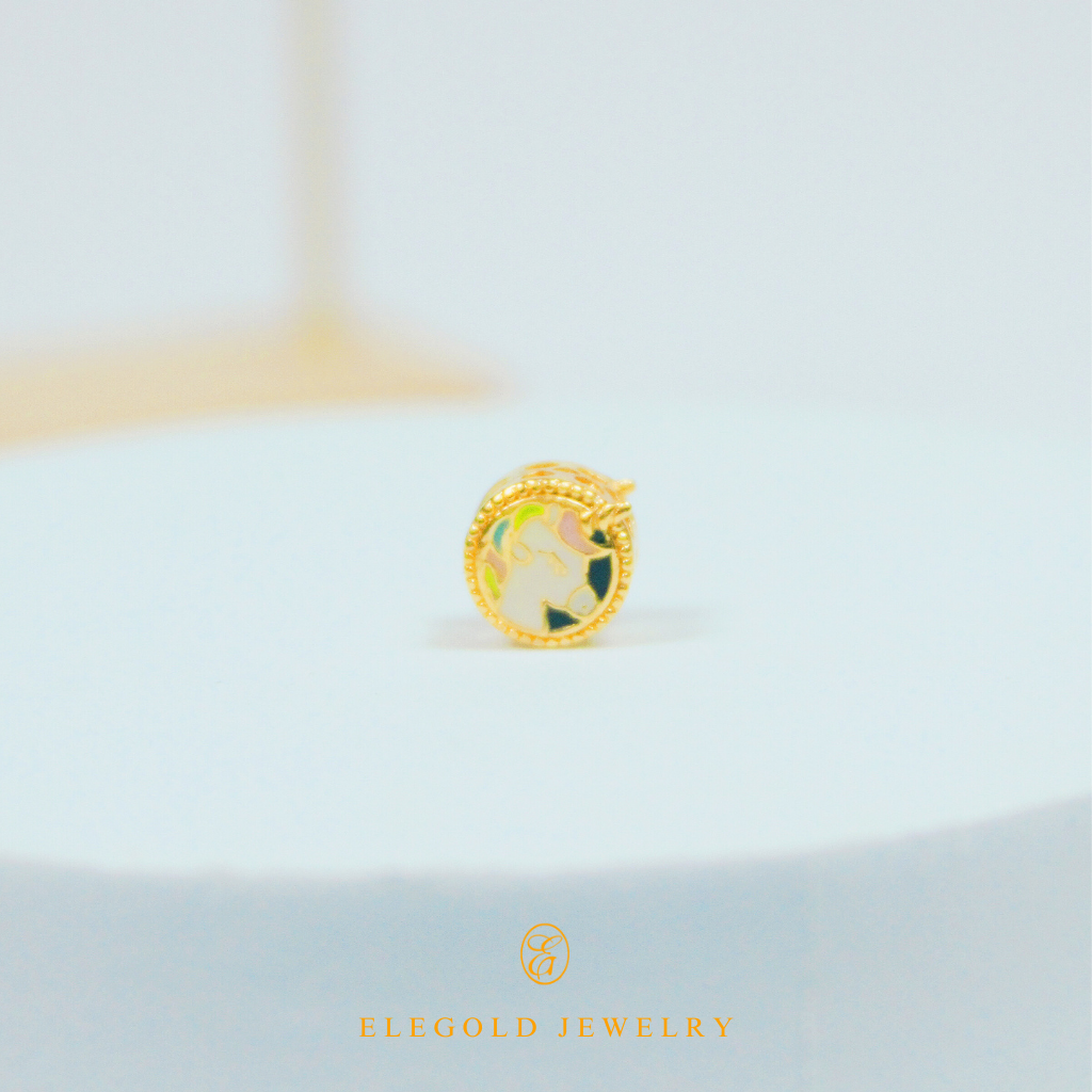 Elegold 916 Gold Unicorn Enamel Charm - 20N53