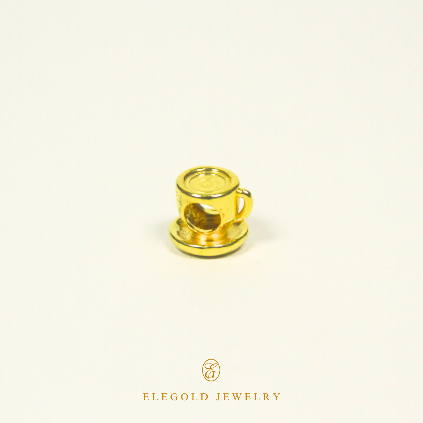 Elegold 916 Gold Hallow TeaCup Charm - 20N66