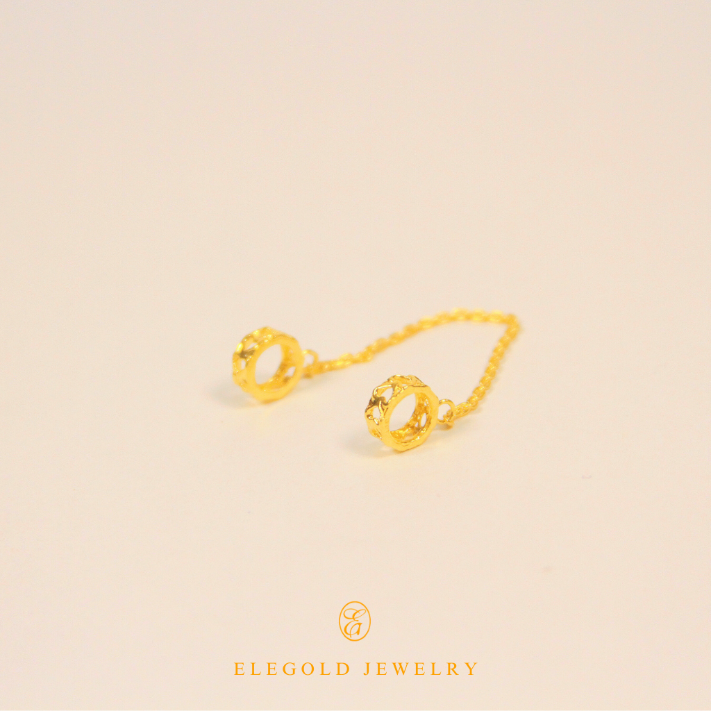 Elegold 916 Gold Heart Safety Chain - 20NYH