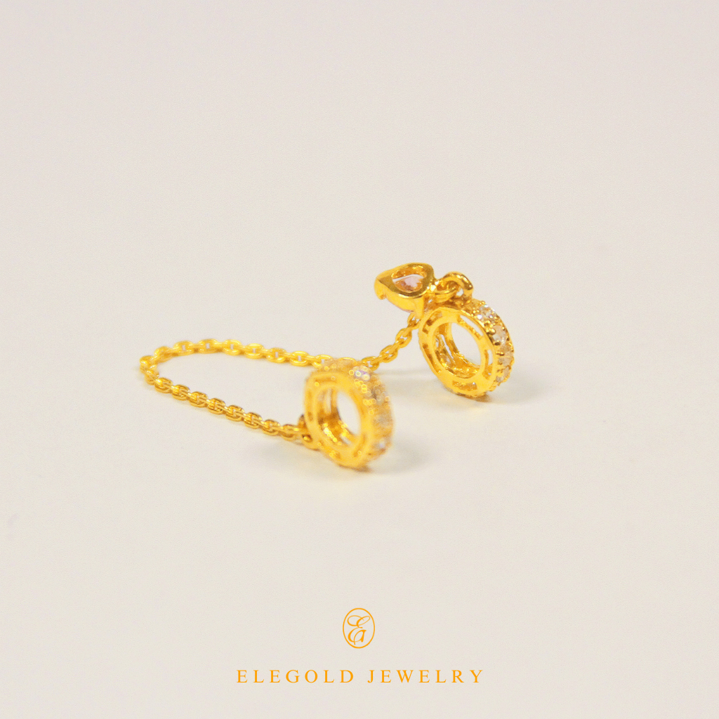 Elegold 916 Gold CZ Stone Safety Chain - 20NYL