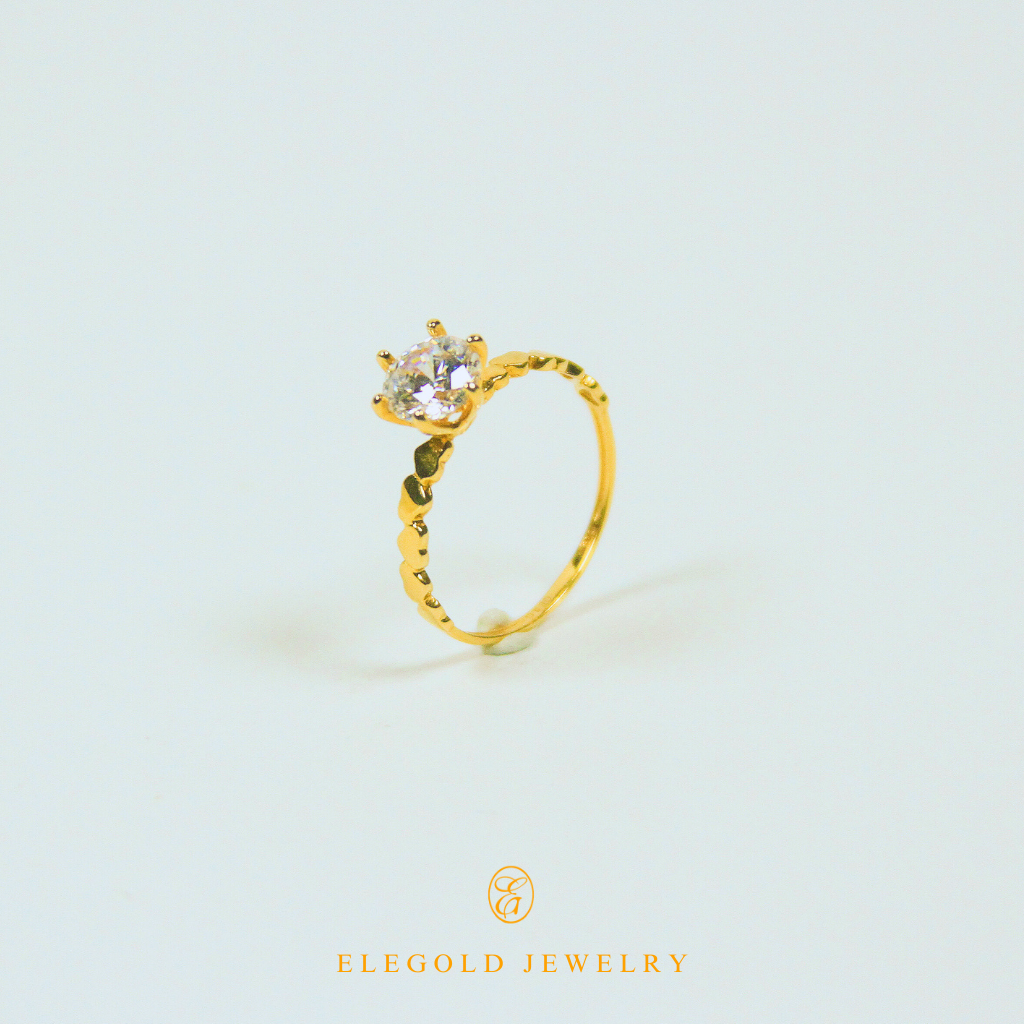 Elegold Heart Solitaire CZ Stone Gold Ring - 20PF7